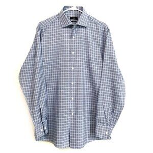 Boss Hugo men's gray and blue plaid shirt size 34/35